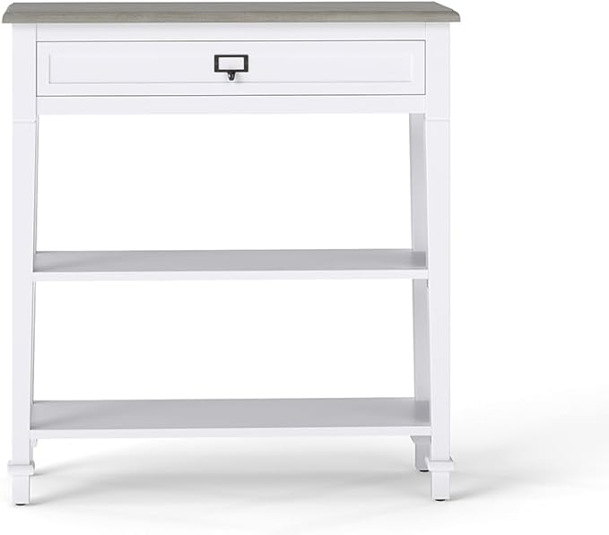 30 Inch Console Table for Entryway, Narrow Entry Table for Living Room Entryway Home w/Drawer and Bottom Shelf, White