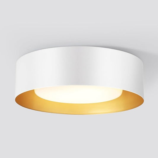 Vikaey Modern Mid Century Flush Mount Ceiling Light, 2-Light Minimalist Round Close to Ceiling Light Fixture, White Drum Ceiling Lamp with Glass Lampshade for Bedroom, Hallway, Kitchen, 12.5in