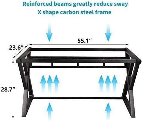 SAMERY Computer Desk Home Office Desks, 55.1 Inch Modern Simple Office Black Glass Desk Computer Table Study Gaming Writing Desk, Fashion Strength Tempered Glass Office Laptop Desk