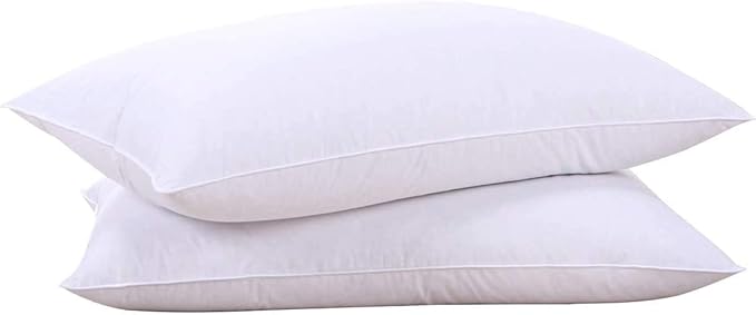 puredown® Goose Feathers and Down White Pillows with 100% Soft Cotton Cover, Bed Sleeping Hotel Collection Pillows Set of 2 King Size