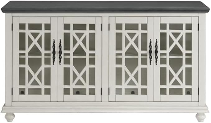 Martin Svensson Home Elegant TV Stand, 63" W x 35" H, White with Grey Top