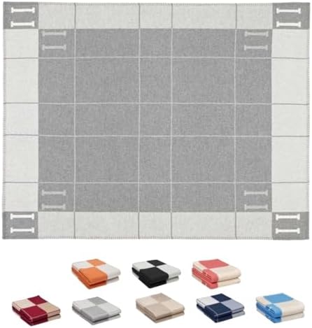 h Blanket Soft Throw Blanket Faux Fleece Cashmere Plaid Warm Shawl Thick Knitted Plush Cozy Comfy for Women Throw Blanket for Sofa Couch Bed Queen King Size 55x66 in (Light Grey)