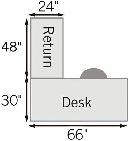 NBF at Work Reversible 66" W L-Shaped Executive Office Desk - Durable Laminate Computer Desk with Lockable Two Drawers - Modern Desk with Storage and File Cabinet - Office Work Desk, Brown