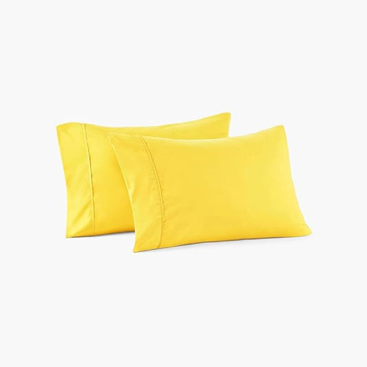 PeachSkinSheets Night Sweats: The Original 1500tc Soft King Pillowcase Set Zesty Yellow