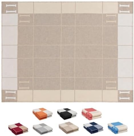 h Blanket Soft Throw Blanket Faux Fleece Cashmere Plaid Warm Shawl Thick Knitted Plush Cozy Comfy for Women Throw Blanket for Sofa Couch Bed Queen King Size 55x66 in (Khaki)