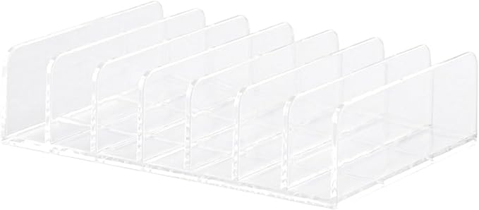 1pc Clear 7 Compartments Duty Multifunctional,Eyeshadow Palette Makeup Organizer Money Storage Rack,Desktop Cash Cosmetic Holder for Bathroom Vanity Countertop,Cosmetic Display Cases,Bags and Cases