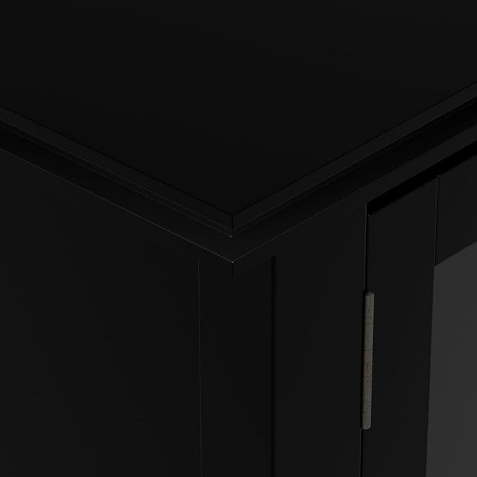 SIMPLIHOME Artisan SOLID WOOD 72 Inch Wide Transitional TV Media Stand in Black for TVs up to 80 Inches, For the Living Room and Entertainment Center