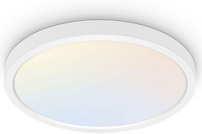 hykolity 18 Inch LED Round Flat Panel Light, White, 32W, 3200lm, 3000K/4000K/5000K CCT Selectable, 120°Beam Angle, Dimmable Edge-Lit Flush Mount Ceiling Light Fixture - ETL Listed