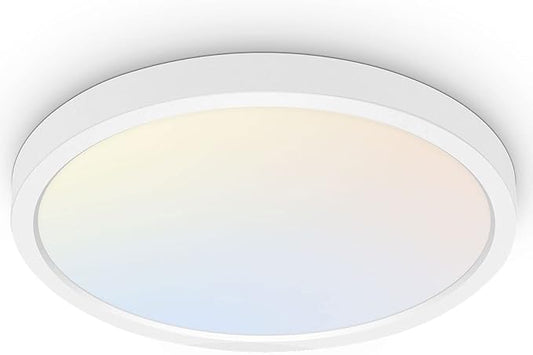 hykolity 18 Inch LED Round Flat Panel Light, White, 32W, 3200lm, 3000K/4000K/5000K CCT Selectable, 120°Beam Angle, Dimmable Edge-Lit Flush Mount Ceiling Light Fixture - ETL Listed