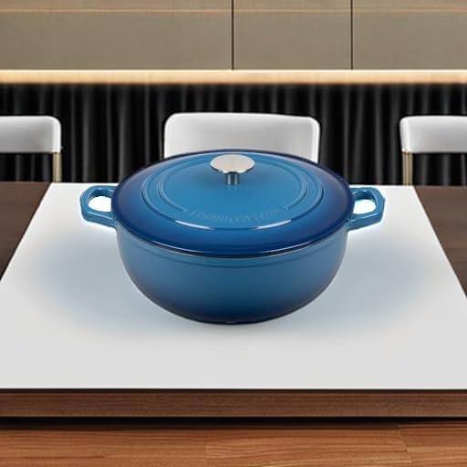 Enameled Cast Iron Dutch Oven Pot with Lid for Sourdough Bread Baking, Bread Dutch Ovens, Cooking Pots, 5 Quart, Lake Blue