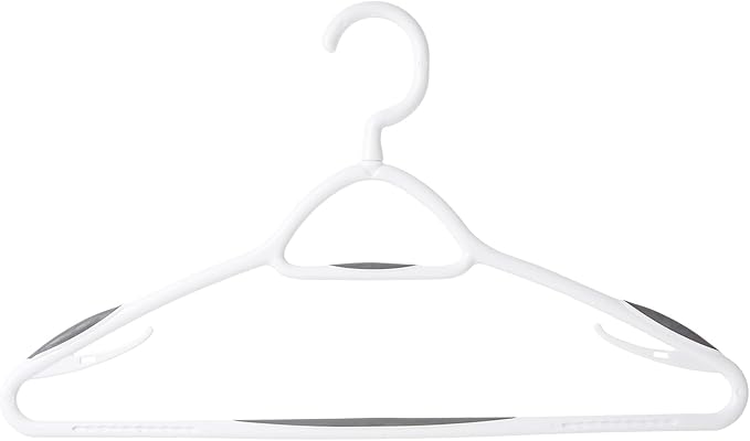 Set of 5 Deluxe Non Slip Hangers by Neatfreak! - Space Saving Hangers for Clothes, Pants, Jackets and Shirt 5 Pack,White/Grey