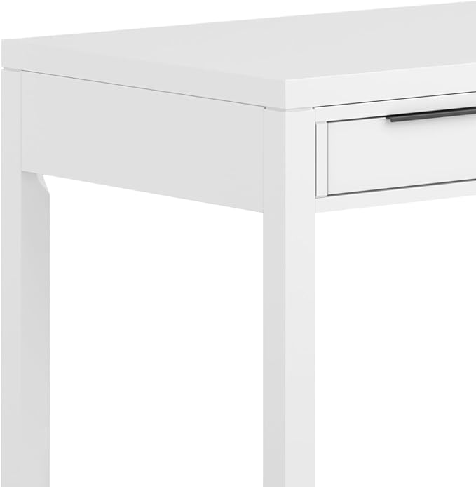 SIMPLIHOME Hollander Desk - 60-Inch Wide Solid Wood Writing Desk in White, Contemporary Home Office Computer Table for Workspace or Study with 2 Drawers and Flip-Down Keyboard Tray