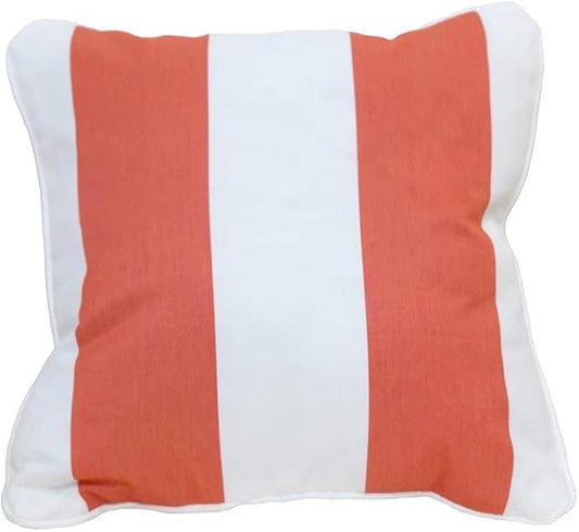 East Green 18 x 18 Waterproof Outdoor Pillow with Insert, Coral Stripe - Premium Olefin Outdoor Accent Pillow for Patio Furniture