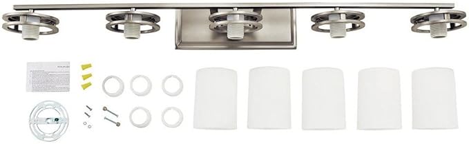 Kichler Hendrik 43" 5 Light Vanity Light with Satin Etched Cased Opal Chrome