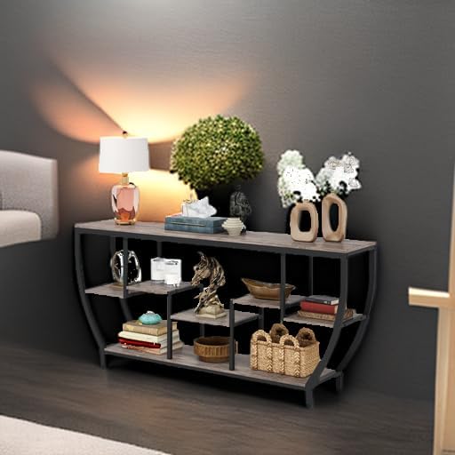 Tribesigns 70.9 Inch Long Sofa Table with Shelves, Rustic Console Table with Storage, Industrial Entryway Table TV Stand, Behind Couch Table Accent Tables for Living Room, Hallway, Foyer, Grey