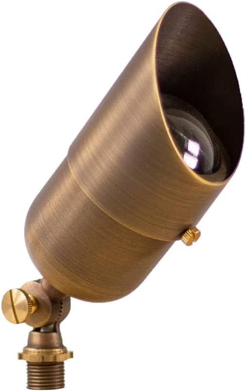 12V LogiSpot Brass Outdoor Spotlight (Bronze) with 5W 2700K Warm White 400 Lumen MR16 LED Bulb for Low Voltage Landscape Lighting of Yard, Lawn, Garden, Patio, Trees & House
