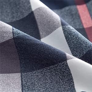 CLOTHKNOW Blue Plaid California King Comforter Set 3Pcs Tartan Bedding Comforter Sets Soft All Season Blue White Grey Grid Comforter with 2 x Pillow Cases