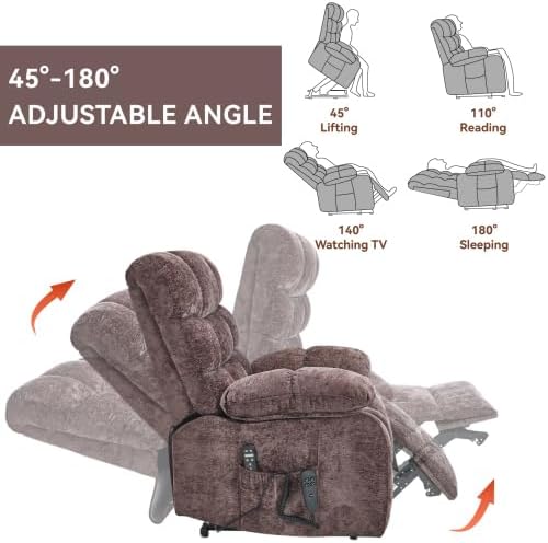 Luxlen Power Lift Recliner Chair for Elderly, Heat Massage Recliners, Dual Motor Oversized Lift Chair, Medium-Firm Electric Lift Recliners with Remote - Chocolate Brown