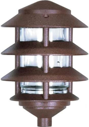 NUVO SF76/633 One 2 Louver Hood Outdoor Pagoda Landscape Pathway Light, 3 Tier-Small, Old Bronze