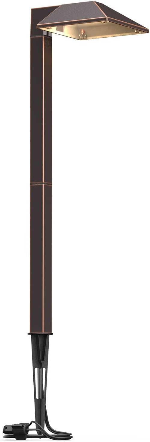 GOODSMANN Low Voltage Landscape Lights - Wired Outdoor Pathway Lights, 0.7W LED, 100 Lumen, Oil Rubbed Bronze Finish, Warm White, Metal Stakes