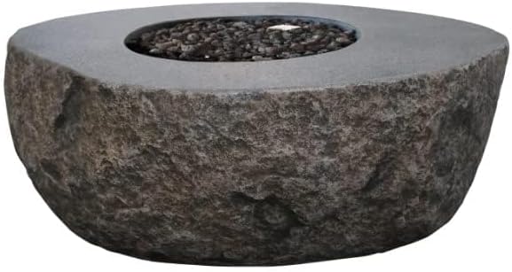 Elementi+ | Colorado Gas Fire Pit Cast Concrete 56" Rectangular Fire Table, Outdoor Fire Pit Electronic Ignition | Canvas Cover, Fire Glass and Burner Lid Included | Sunlight Yellow | Propane Gas