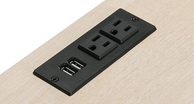 WAMPAT TV Stand for 75 Inch TV, Wood TV Cabinet Entertainment Center with Charging Station, Glass Door Buffet Cabinet for Dining Room, Light Oak