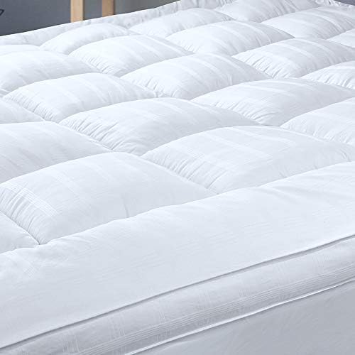 Plush Extra Thick Full XL Pillow Top Mattress Topper, Extra Long 54x80 Soft & Cooling Bed Topper for Firm Mattress with 100% Cotton Fabric, Overfilled with Fiber Mattress Pad, Fit to 6”-22” Mattress.