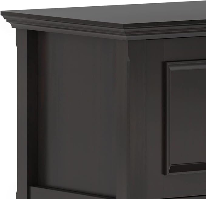 SIMPLIHOME Amherst 72-inch Wide Solid Wood Low TV Stand in Hickory Brown, Transitional-Style Media Console for Living Room with Cable Management, Fits 80" TVs