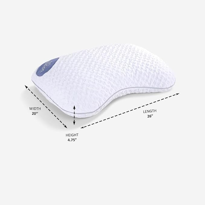 Bedgear Balance Cuddle Curve Performance Pillow - Size 0.0 - Moisture-Wicking Pillow for Side Sleepers - Medium Firmness Bed Pillow- Hypoallergenic, Washable Removable Cover - 20" W x 26" L x 4.75" H