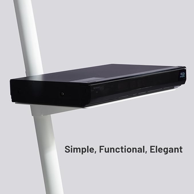 WALL Seven Stand A2 High | Rolling TV Stand for 24–55" w/ 37.4" Soundbar Shelf, 15.75" AV Shelf, HDD Holder, Cord Cover | Satin White | Portable TV Stand with Shelves | Living Room and Bedroom
