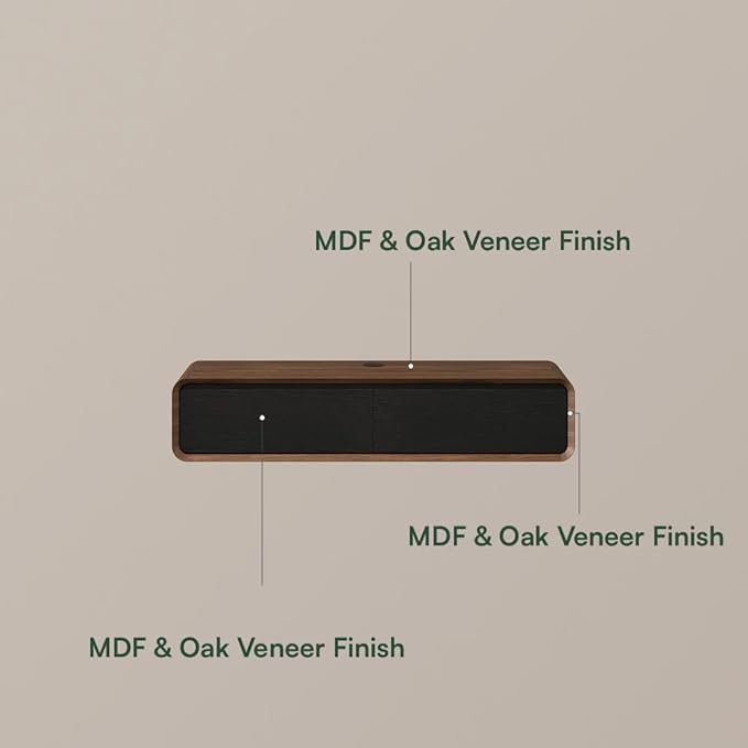 POVISON Fully-Assembled Minimalist Floating TV Stand, Modern Wall-Mounted Entertainment Center with 2 Flip-Down Cabinet Doors, Solid Wood Media Console, Walnut & Black, 47.24"