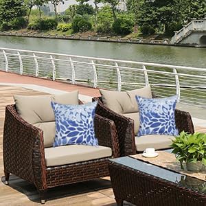 Outdoor Throw Pillows - Decorative Pillows with Insert Included Set of 2 Outdoor Pillows for Patio Furniture 18x18 Inch