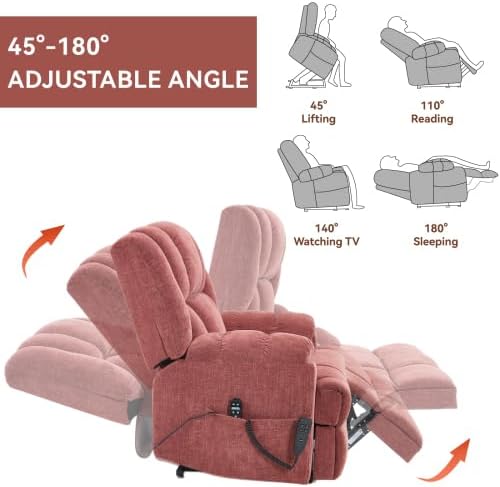 Luxlen Power Lift Recliner Chair for Elderly, Heat Massage Recliners, Dual Motor Oversized Lift Chair, Medium-Firm Electric Lift Recliners with Remote - Red