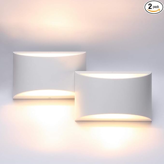 Aipsun Aluminum Modern Indoor LED Wall Sconce Hardwired Interior Wall Lights Set of 2 Up and Down Wall Mount Light for Living Room Bedroom Hallway Corridor Warm White 3000K(with G9 Bulbs)