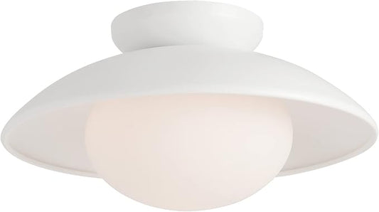 Soft White Semi Flush Mount Ceiling Light Fixture, Bowl Lampshade Style Vintage Close to Ceiling Light Fixture, Modern Indoor Flush Mount Light for Bedroom, Entryway, Corridor, Room Decor Lamp