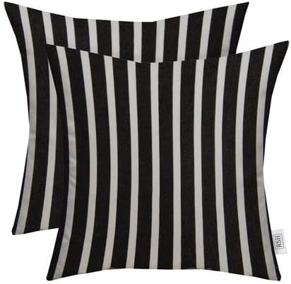 RSH DECOR: Sunbrella Square Throw Pillows Set of 2 | 17" x 17" | Water and Fade-Resistant Performance Fabric | Outdoor Pillow Covers with Down-Alternative Inserts | Shore Classic Black