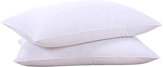 puredown® Goose Feathers and Down White Pillows with 100% Soft Cotton Cover, Bed Sleeping Hotel Collection Pillows Set of 2 Queen Size