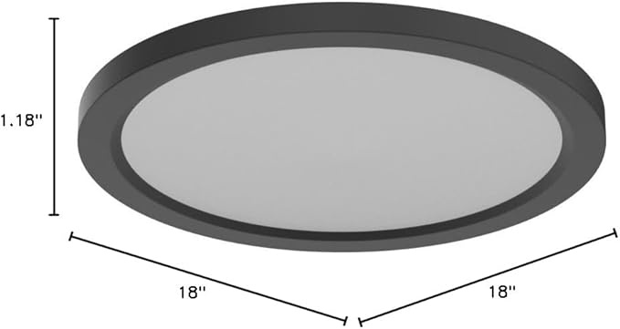 hykolity 18 Inch LED Round Flat Panel Light, Black, 32W, 3200lm, 3000K/4000K/5000K CCT Selectable, 120°Beam Angle, Dimmable Edge-Lit Flush Mount Ceiling Light Fixture - ETL Listed
