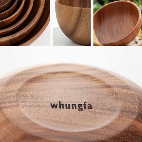 Hand-Crafted From Solid Acacia Wood Salad Bowls 7.1 or 7.9 Inches Set of 2 Individual Large Wood Bowl for Fruits Salads and Decoration Fruit Bowl for Snacks