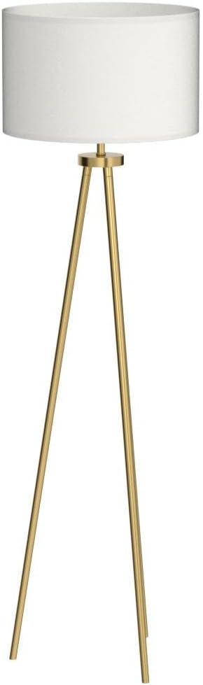 ALLDIO Tripod Floor Lamps for Living Room, Modern Standing Lamp with Drum Shade, Simple Industrial Tall Lamp, 9W LED Bulb Included - Brass