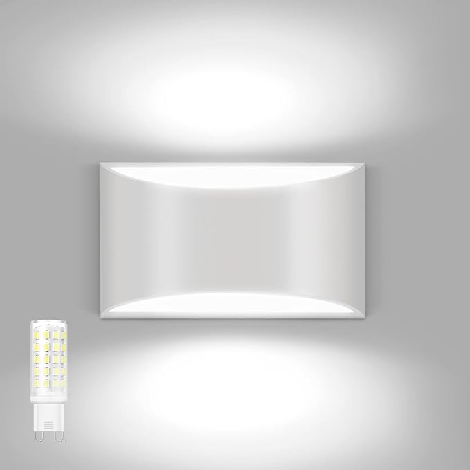 4 Pack Wall Sconces Indoor White Modern LED Wall Sconce Hardwired Up and Down Wall Light Fixture for Bedroom Hallway Corridor Cool White 6000K(with G9 Bulbs)