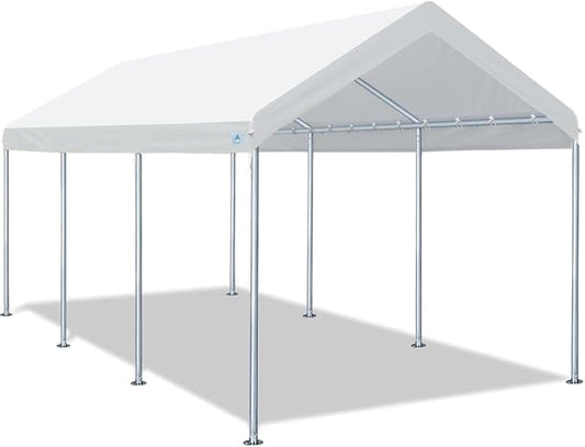 ADVANCE OUTDOOR 10x20 ft Heavy Duty Carport Potable Car Canopy Garage Party Tent Boat Shelter, Adjustable Height from 9.5 ft to 11 ft, White
