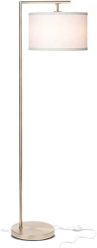 Brightech Montage Modern Floor lamp, LED Floor Lamp for Living Rooms & Offices - Tall Standing Lamp for Bedroom Reading - Corner Pole Lamp for Contemporary Home Decor - Satin Nickel