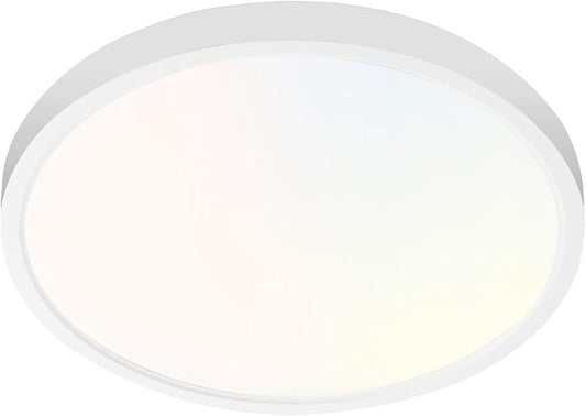 hykolity 9 Inch Selectable CCT LED Round Flat Panel Light, 18W 1800LM 3000K/4000K/5000K, Edge-Lit Flush Mount Ceiling Light Fixture for Kitchen, Bedroom, Laundry and Closet Room, White