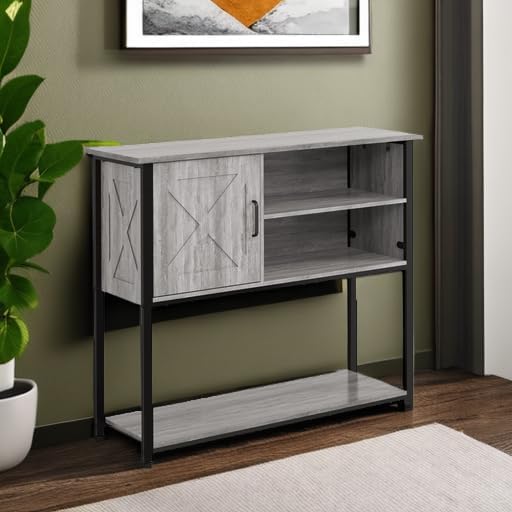 41" Console Table with Storage Cabinet, Sofa Table with Storage Shelves, Coffee Bar Table, Sofa Entryway Tables for Entry Way, Behind Couch Table for Living Room Hallway, Gery