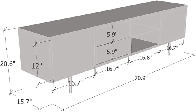 Meble Furniture Rose 01 TV Stand - Floor Standing Modern Rectangular TV Stand with Storage Cabinets - Media Entertainment Center Console Table for TV Up to 80" - Blue