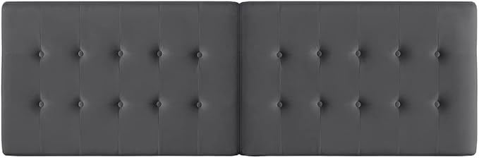 24KF Dark Gray Wall Mounted Tufted Button King Headboard, Soft Comfortable Velvet Padded King/CA King Size Headboard-6035-K-Dark Gray