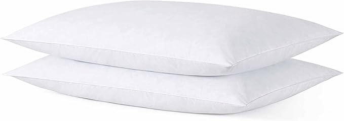 Thin Flat Slim Ultra Soft Bed Pillows Standard Size Set of 2 Pack for Sleeping, Bed Pillow for Stomach Back and Side Sleepers, Machine Washable 20x26 inches