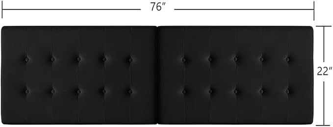24KF Black Wall Mounted Tufted Button King Headboard, Soft Comfortable Velvet Padded King/CA King Size Headboard-6035-K-Black