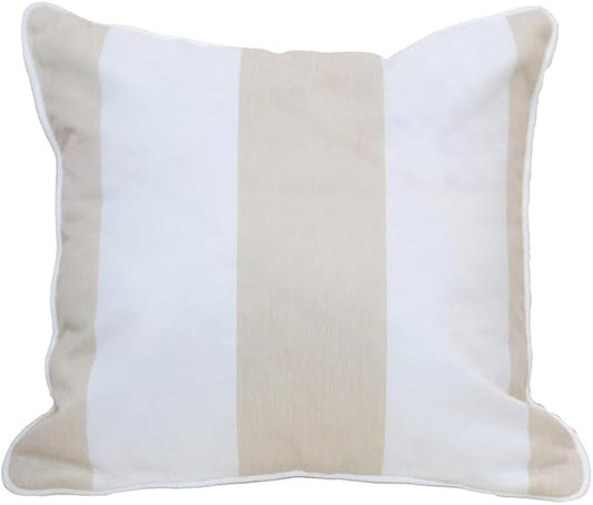 East Green 14 x 14 Waterproof Outdoor Pillow with Insert, Flax Tan Stripe - Premium Olefin Outdoor Accent Pillow for Patio Furniture